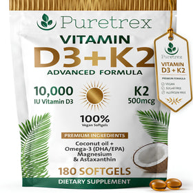 PURETREX Vitamine D3 K2 10000 UI gélules avant