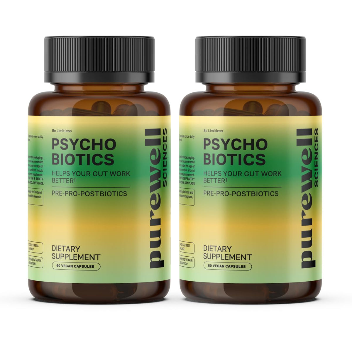 PUREWELL SCIENCES Psychobiotics 3-en-1 120 capsules végétales, vue avant