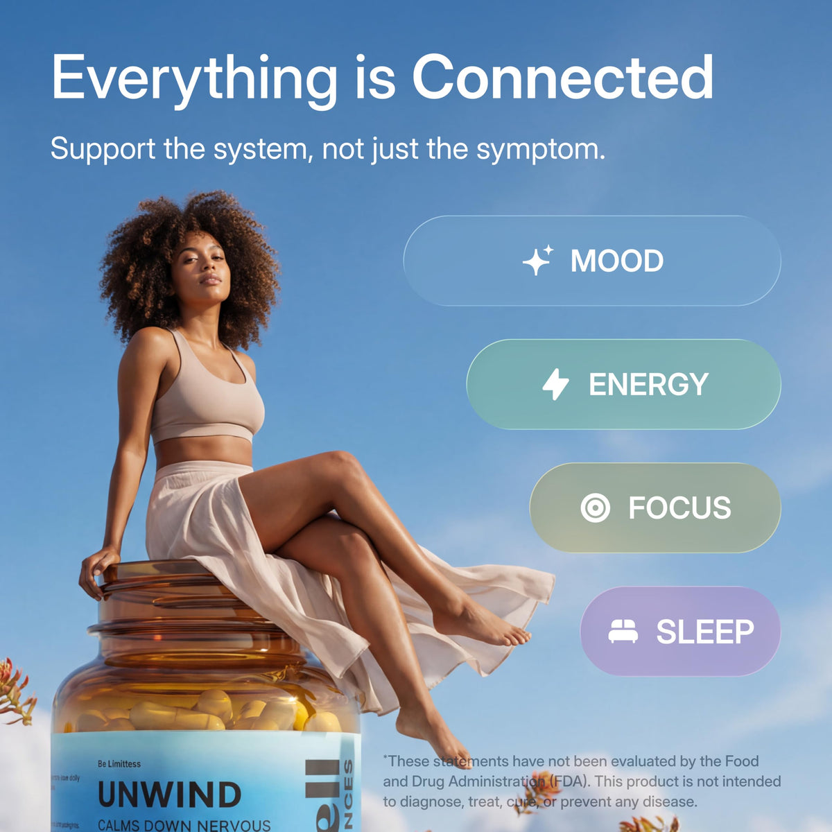 PUREWELL SCIENCES Unwind, capsules végétales dans un bol