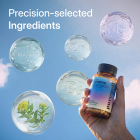 Purewell Sciences Unwind, produit sur une surface en bois