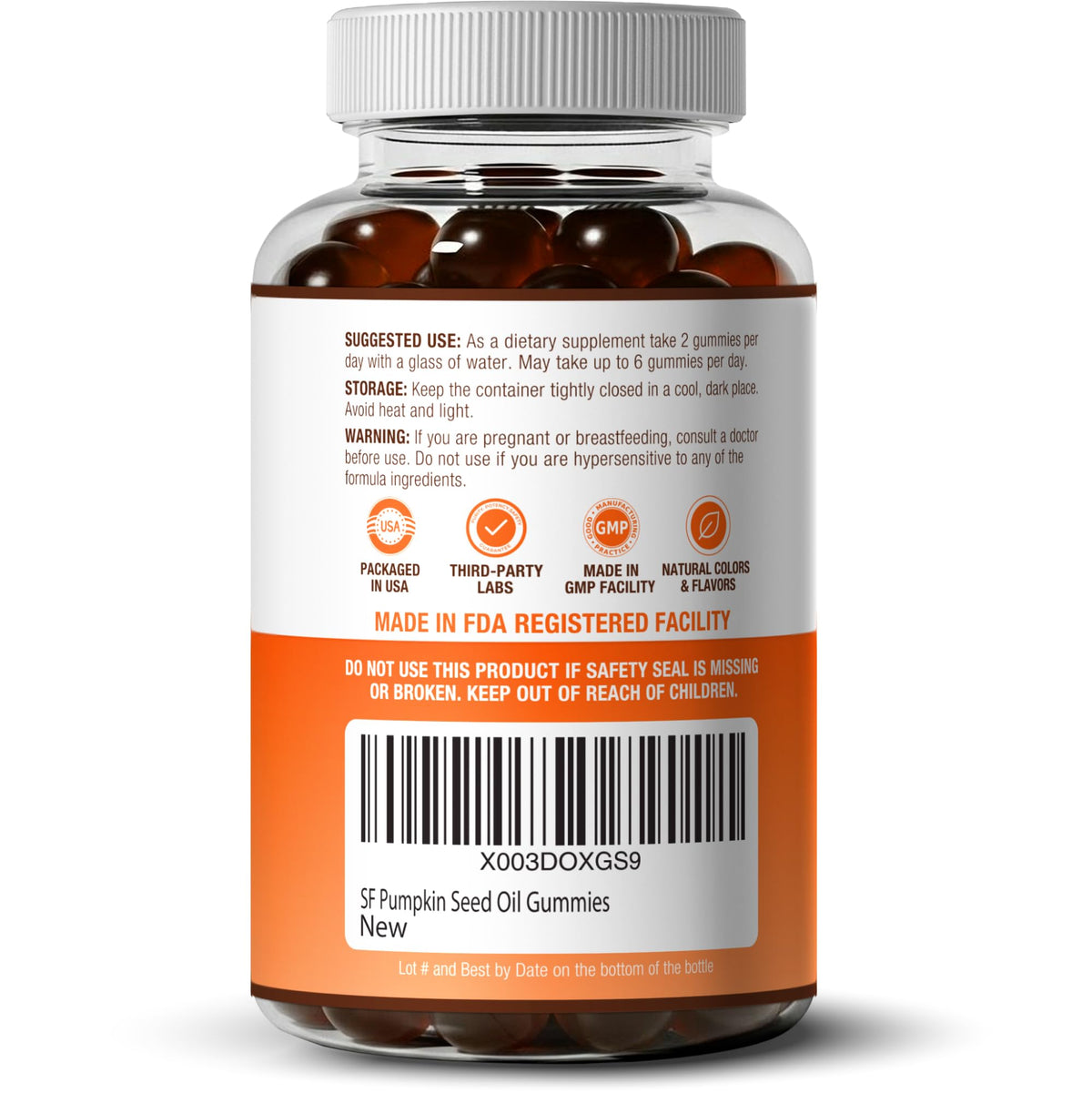 Purify Life Gummies Huile de Graines de Citrouille 191g en gros plan