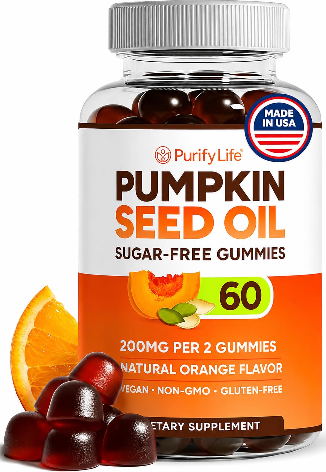 Purify Life Gummies Huile de Graines de Citrouille 191g vue de face