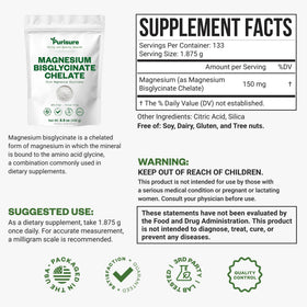 Purisure Magnésium Bisglycinate Chélate 250g étiquette