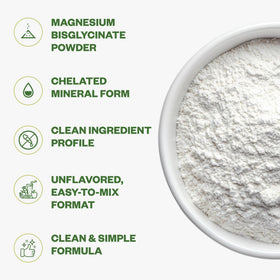 Purisure Magnésium Bisglycinate Chélate 250g poudre dans un verre