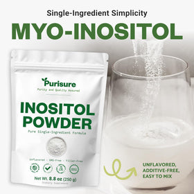 Purisure Poudre d'Inositol 250g sur une table