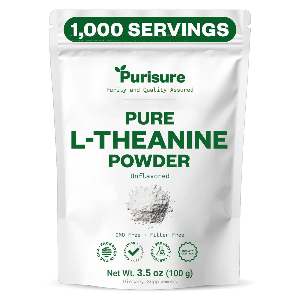 Purisure Poudre de L-Théanine 100 g vue avant