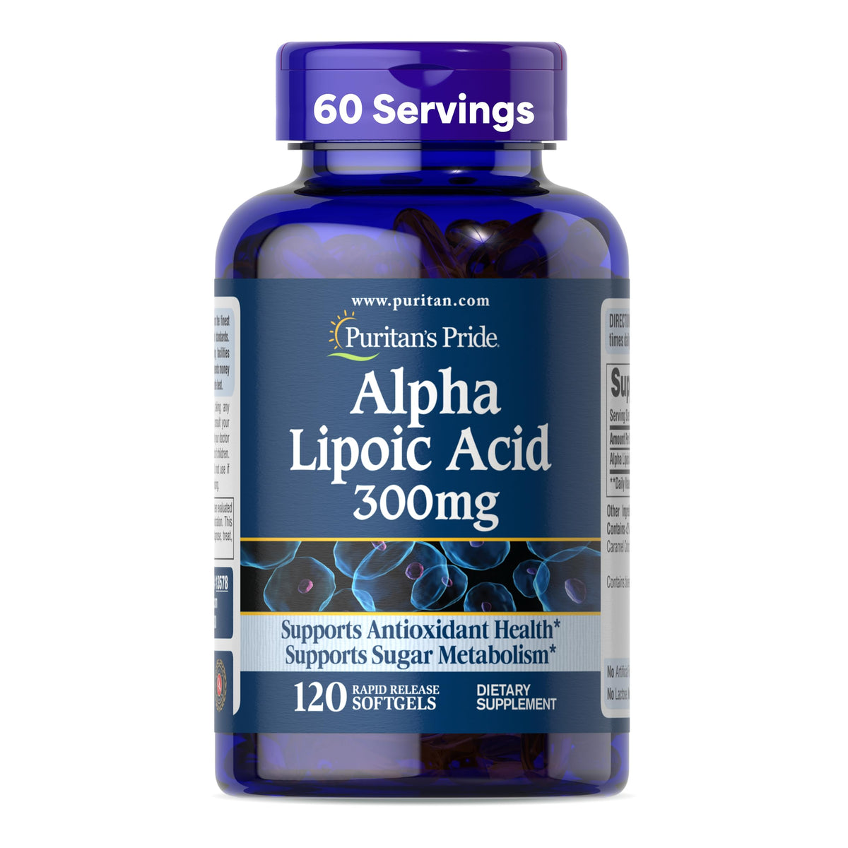 Puritan's Pride Acide Alpha Lipoïque 300mg gélules vue de face