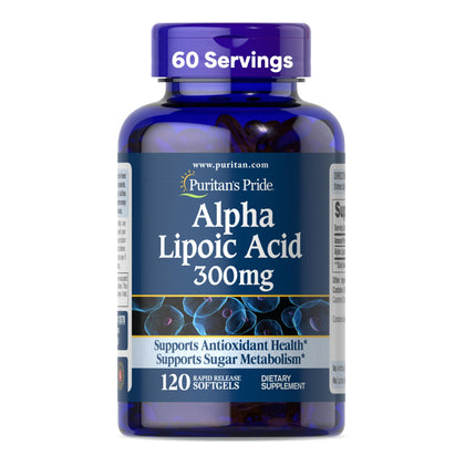 Puritan's Pride Acide Alpha Lipoïque 300mg gélules vue de face