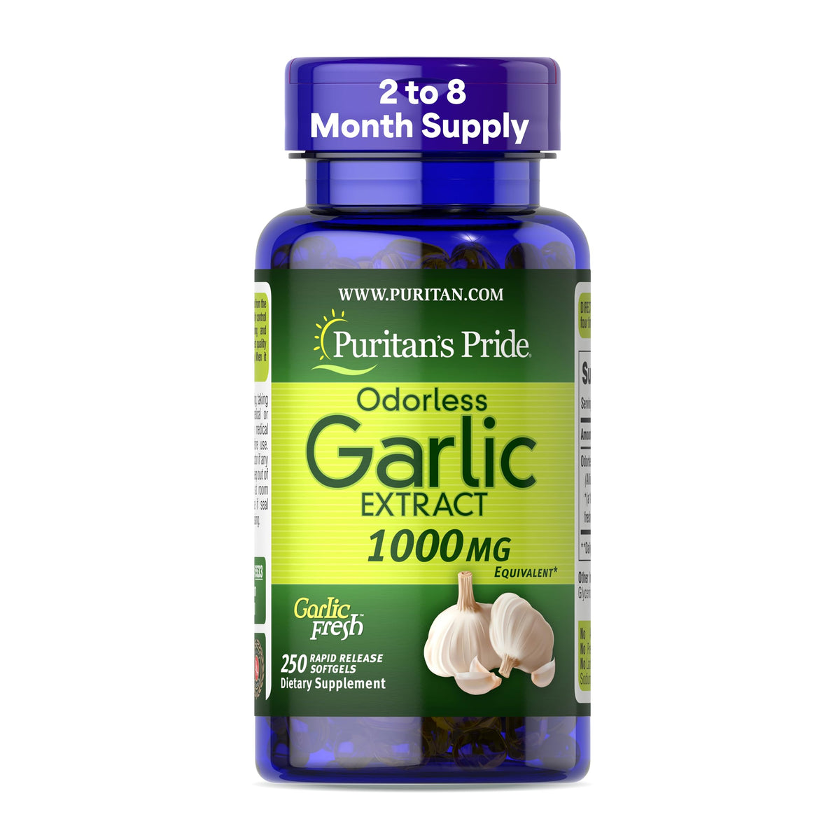 Puritan's Pride Ail Odorless 10mg 250 gélules vue de face