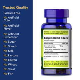 Puritan's Pride Ail Odorless 10mg gélules en gros plan