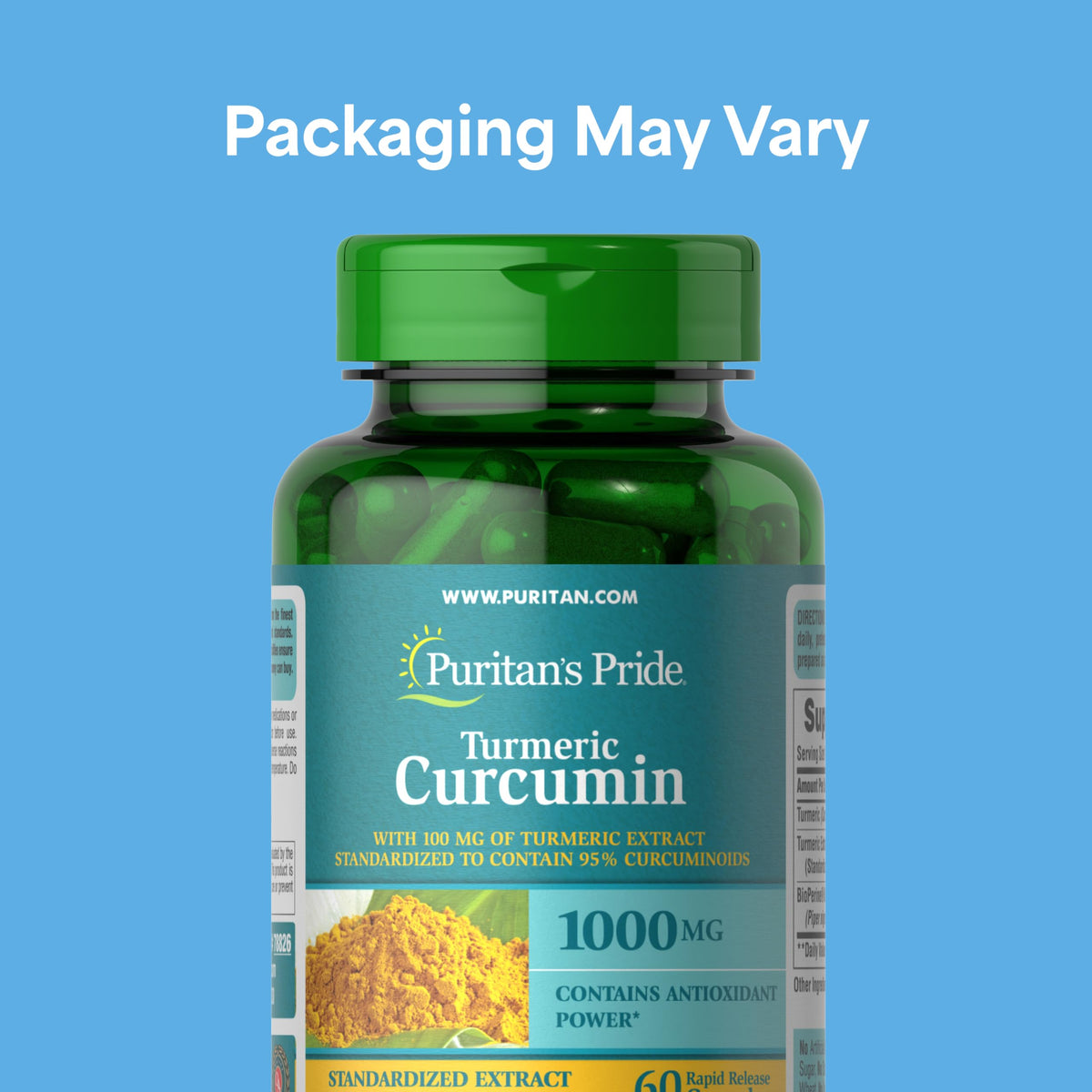 Puritan's Pride Curcuma Curcumin 1000 mg capsules arrière