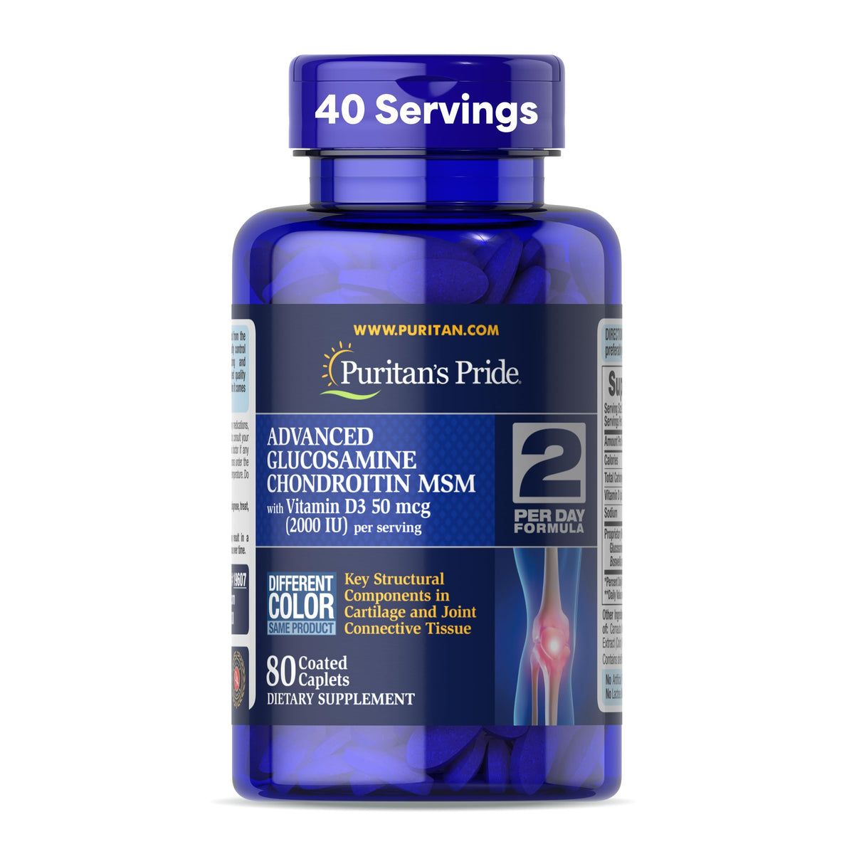 Puritan's Pride Glucosamine Chondroïtine 80 caplets vue avant