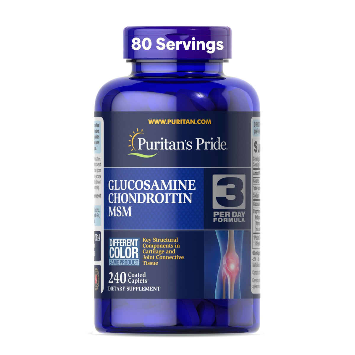 Puritan's Pride Glucosamine Chondroïtine MSM 240 gélules vue de face