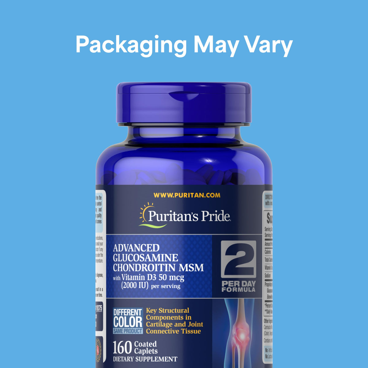Puritan's Pride Glucosamine Chondroïtine MSM caplet front view