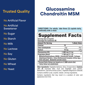 Puritan's Pride Glucosamine Chondroïtine MSM sur une table avec des accessoires de santé