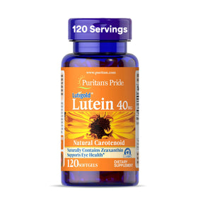 Puritan's Pride Lutigold Lutein 40mg bouteille frontale avec 120 gélules