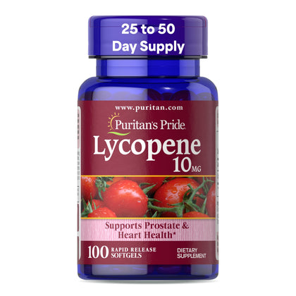 Puritan's Pride Lycopène 10 mg gélules à libération rapide, vue de face