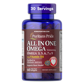 Puritan's Pride Omega 3, 5, 6, 7, 9 gélules vue avant
