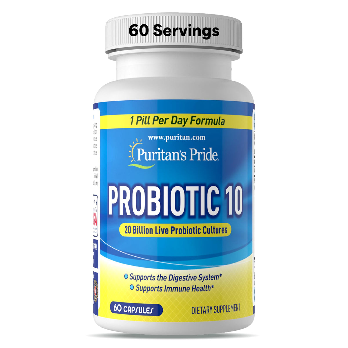 Puritan's Pride Probiotic 10 60 capsules vue de face