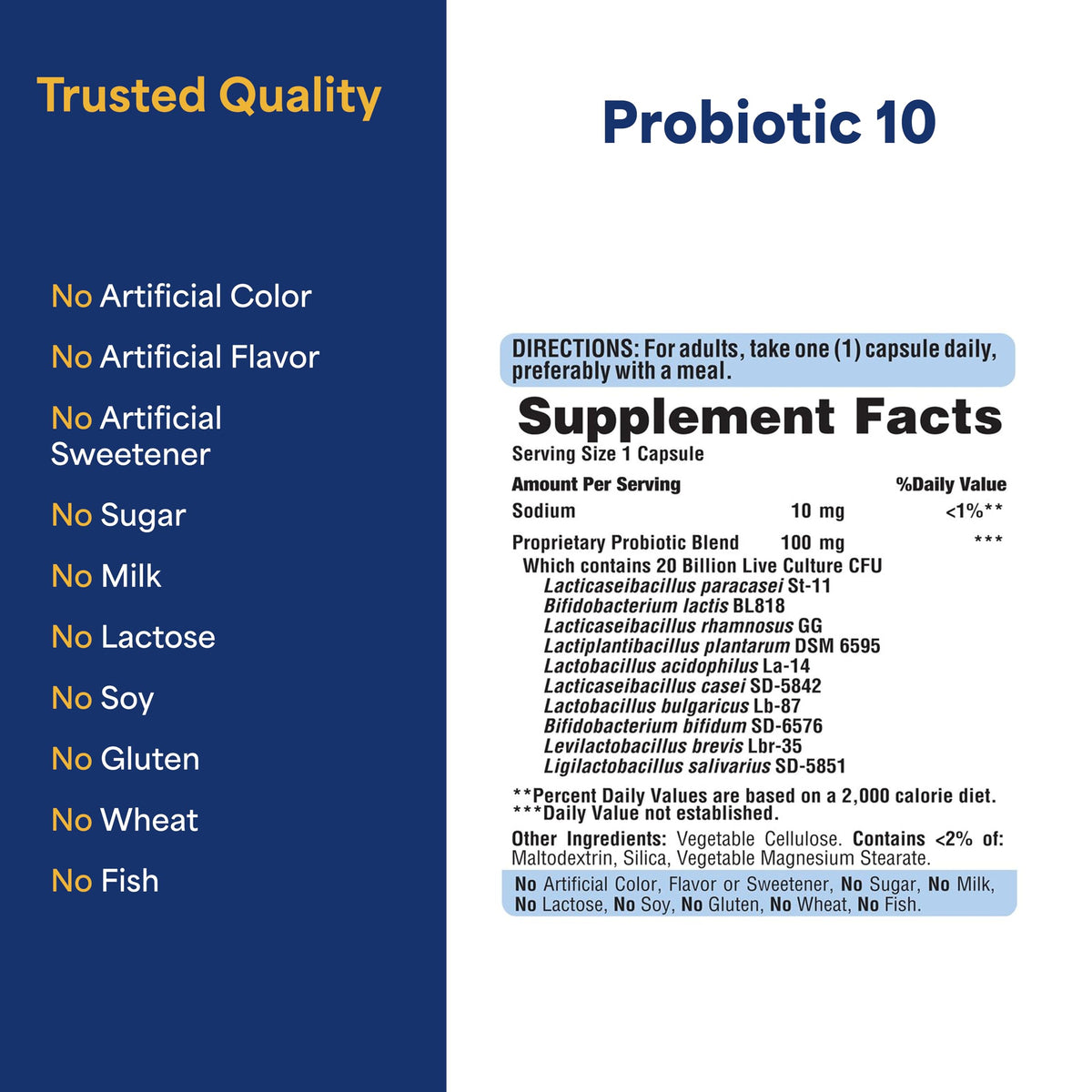 Puritan's Pride Probiotic 10 capsules avec une main