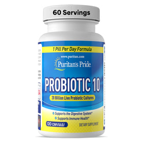 Puritan's Pride Probiotique 10 120 Capsules vue de face