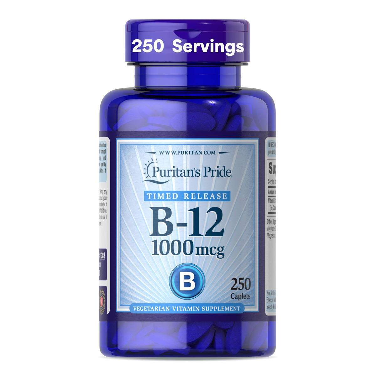Puritan's Pride Vitamine B-12 1000mcg 250 comprimés vue avant