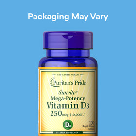 Puritan's Pride Vitamine D3 10 000 UI gélules molles arrière