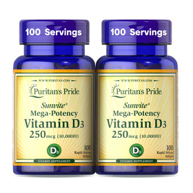 Puritan's Pride Vitamine D3 10 000 UI gélules molles avant