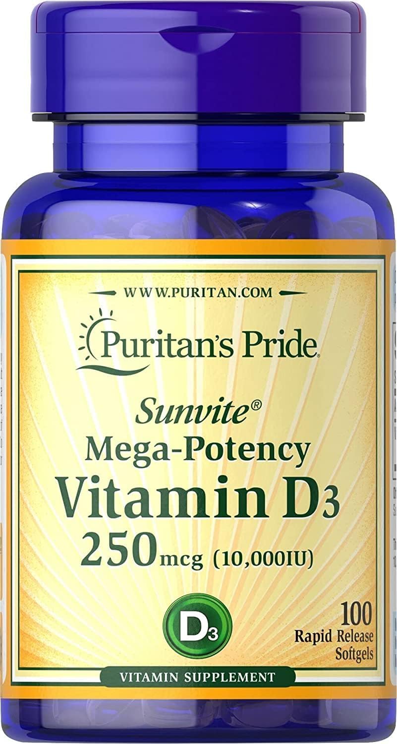 Puritan's Pride Vitamine D3 100 comprimés avant, vue de face