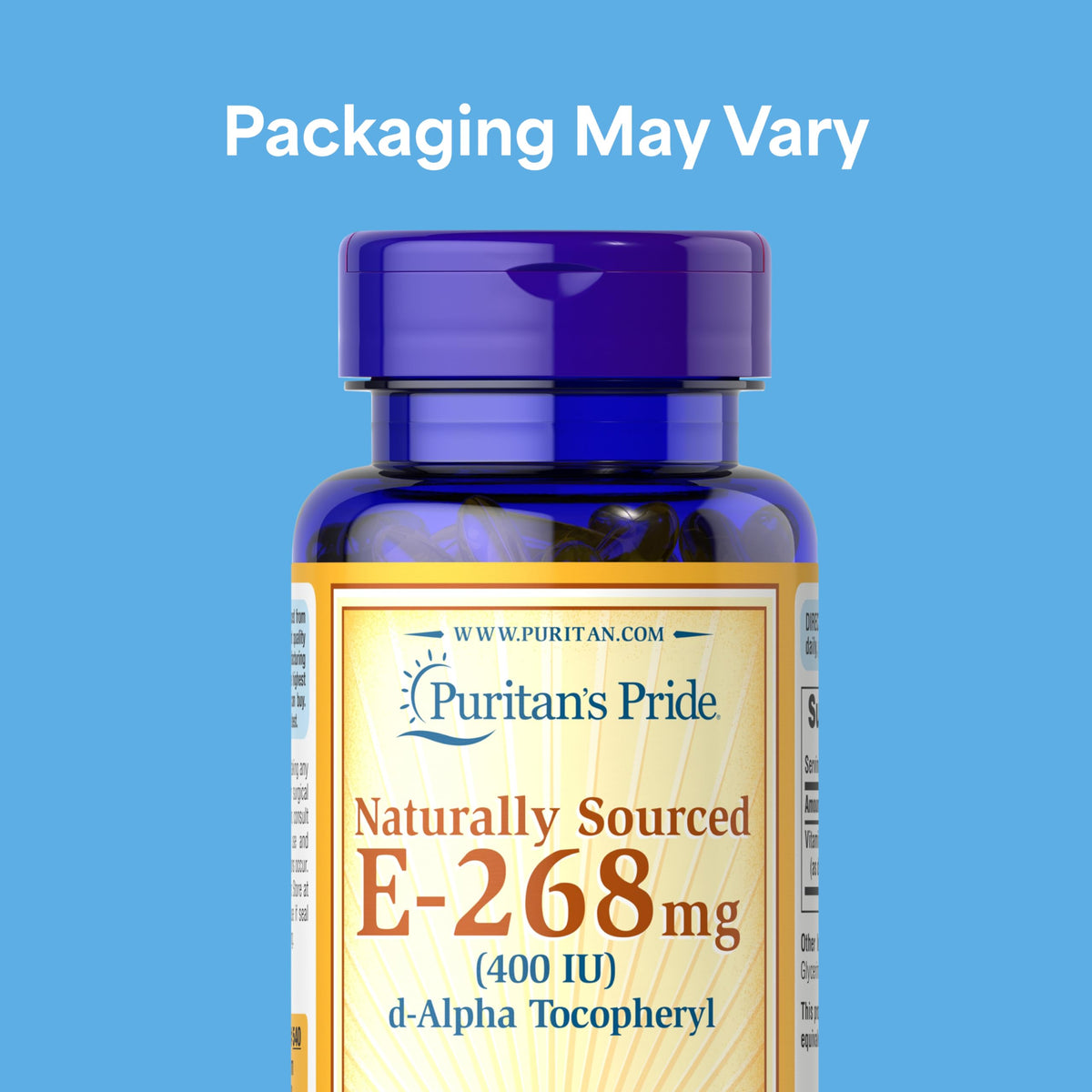 Puritan's Pride Vitamine E 268mg gélules molles - vue arrière