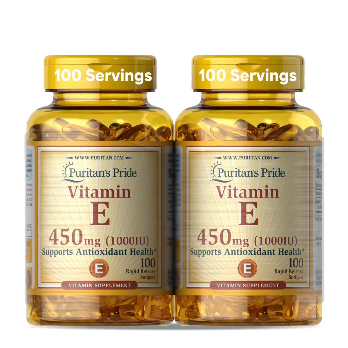 Puritan's Pride Vitamine E 450mg gélules molles vue de face