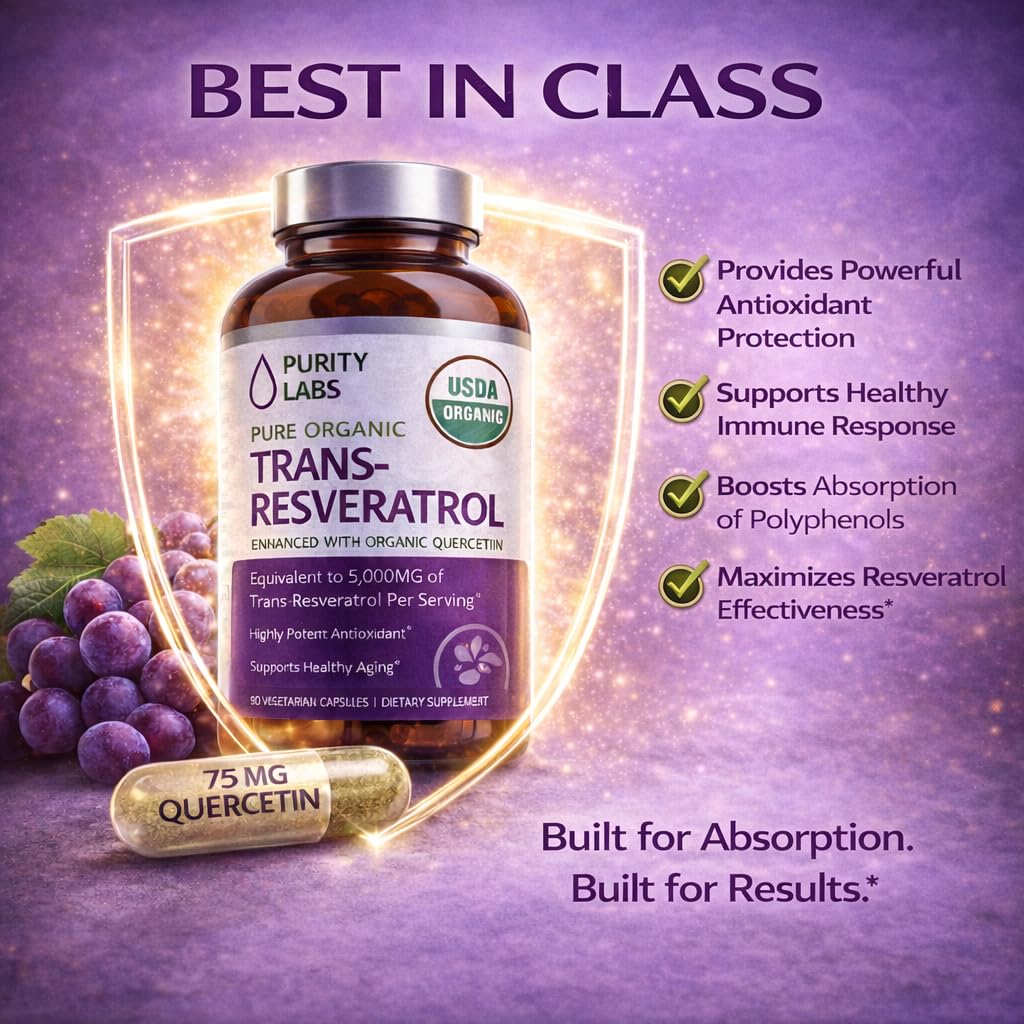 Purity Labs Complément Alimentaire Trans-Resvératrol 5000 mg avec ingrédients naturels