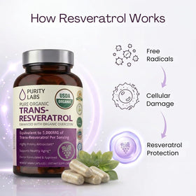 Purity Labs Complément Alimentaire Trans-Resvératrol 5000 mg vue arrière