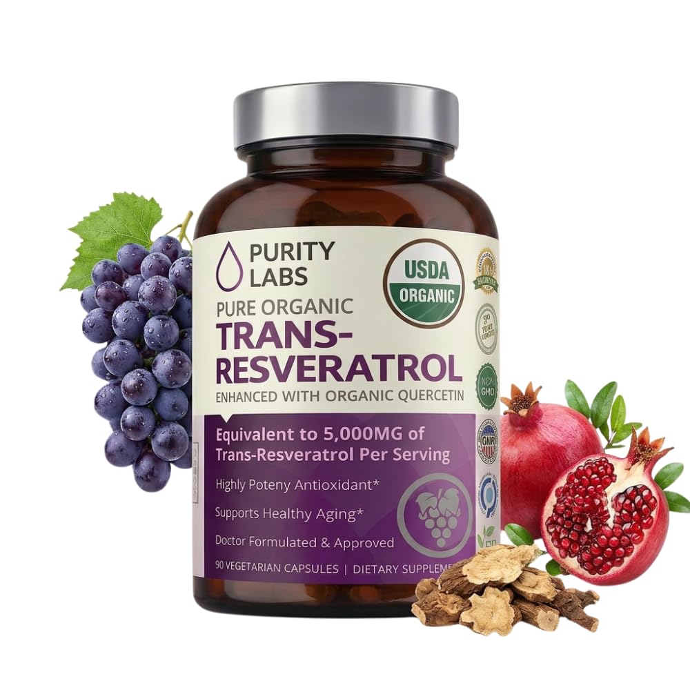 Purity Labs Complément Alimentaire Trans-Resvératrol 5000 mg vue de face