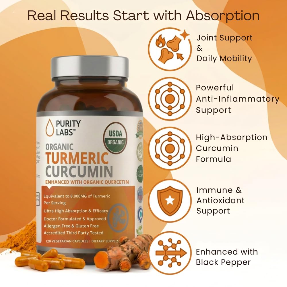 Purity Labs Curcuma Curcumine capsules végétales avec ingrédients