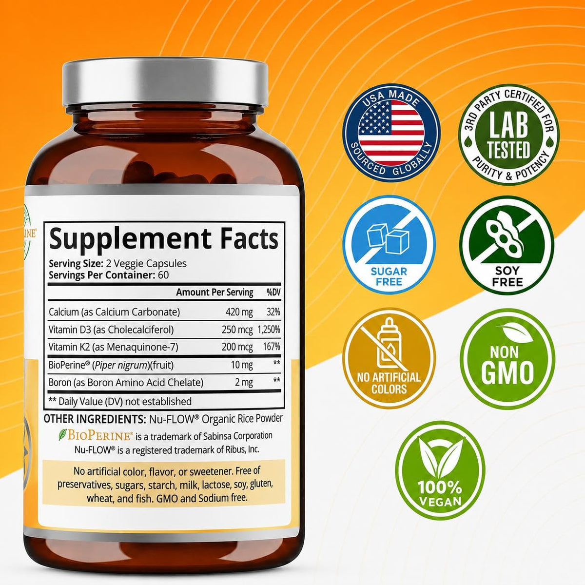 Purity Labs D3 K2 10000 UI 120 capsules avec étiquette