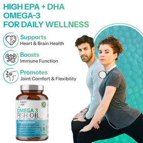 Purity Labs Huile de Poisson Omega 3 3000mg gélules, vue arrière