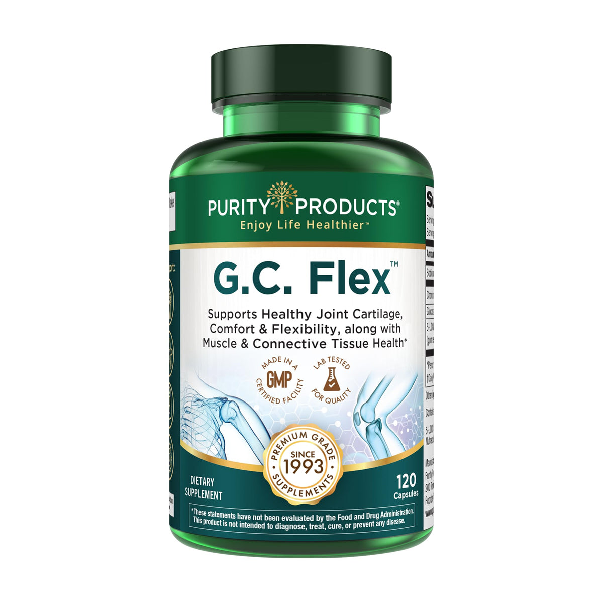 Purity Products G.C. Flex 1500 mg Glucosamine et Chondroïtine vue avant