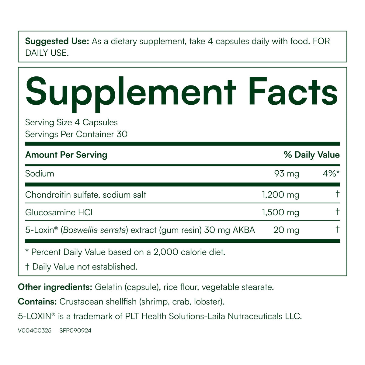 Purity Products G.C. Flex emballage et informations nutritionnelles