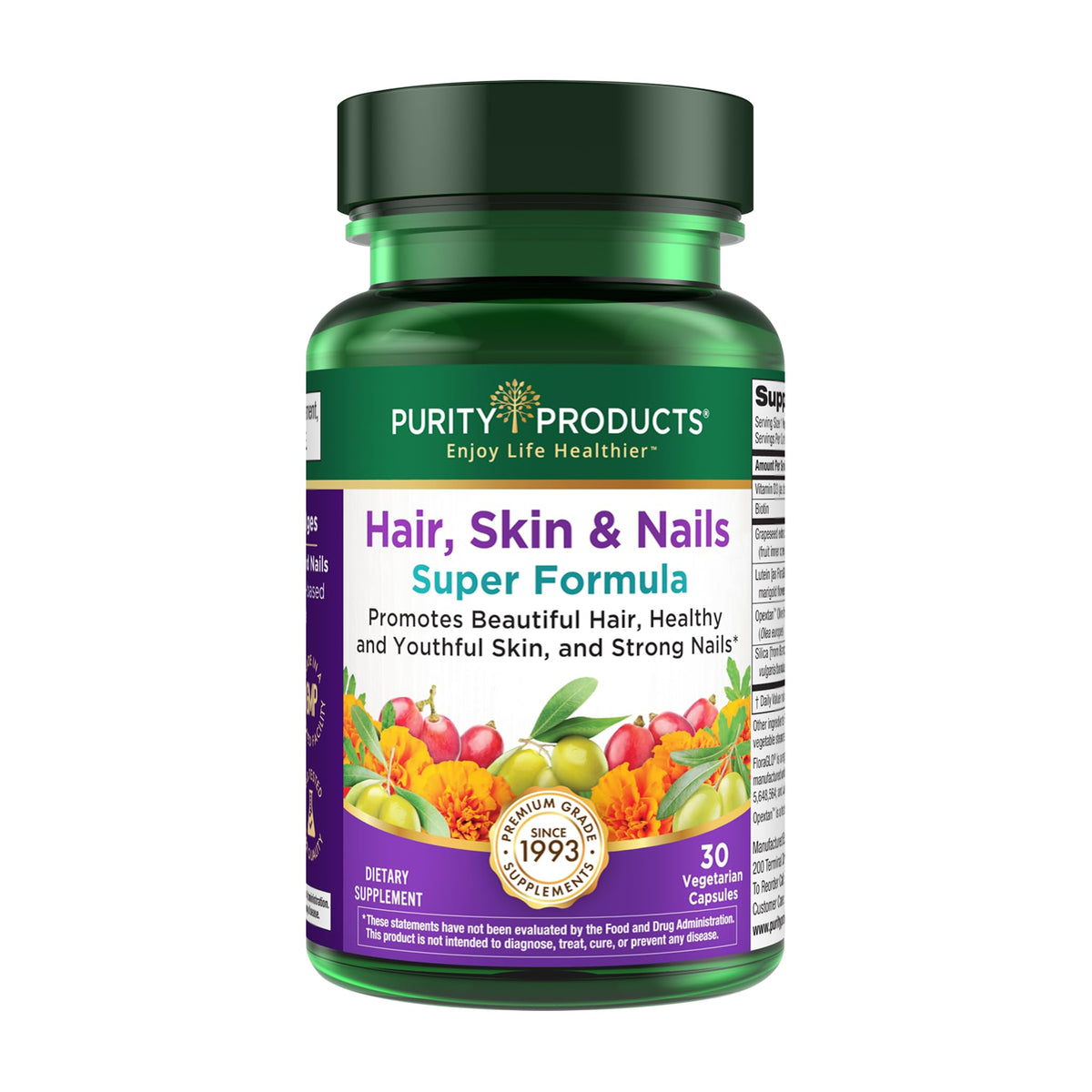 Purity Products Super Formule Cheveux, Peau et Ongles 30 Capsules vue de face