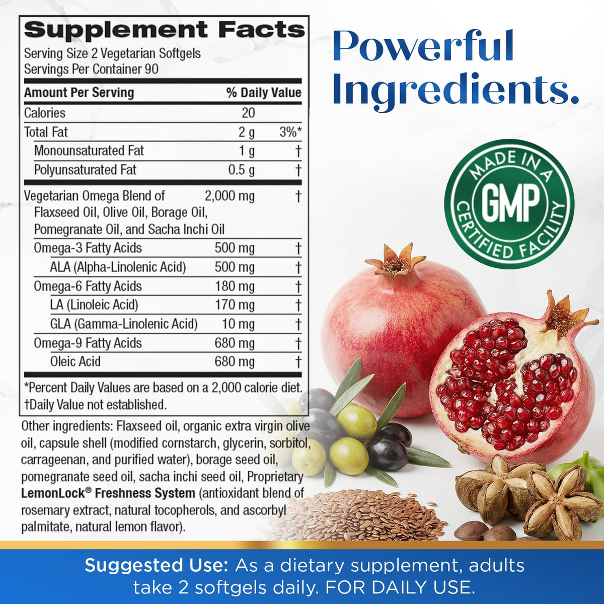 Purity Products Vegan Omega 3 6 9 supplément côté