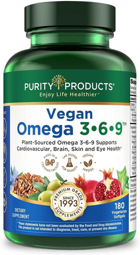 Purity Products Vegan Omega 3 6 9 supplément vue avant