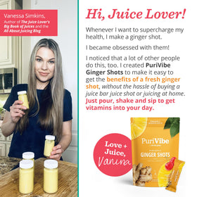 PuriVibe Ginger Shots sachet opened on a kitchen counter