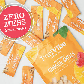 PuriVibe Shots Ananas Curcuma avec fruits frais