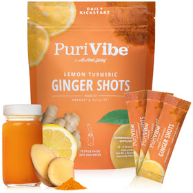 PuriVibe Shots de Citron, Curcuma et Gingembre, pack de 15 stick packs