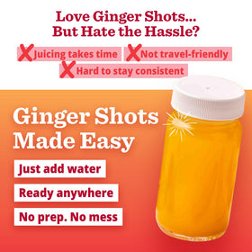 PuriVibe Shots de Citron, Curcuma et Gingembre sur une table