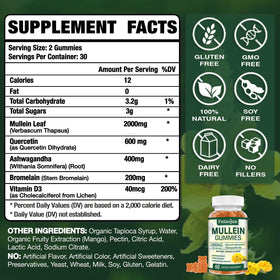 Putaojun gummies bio Mullein 2000mg arrière avec ingrédients