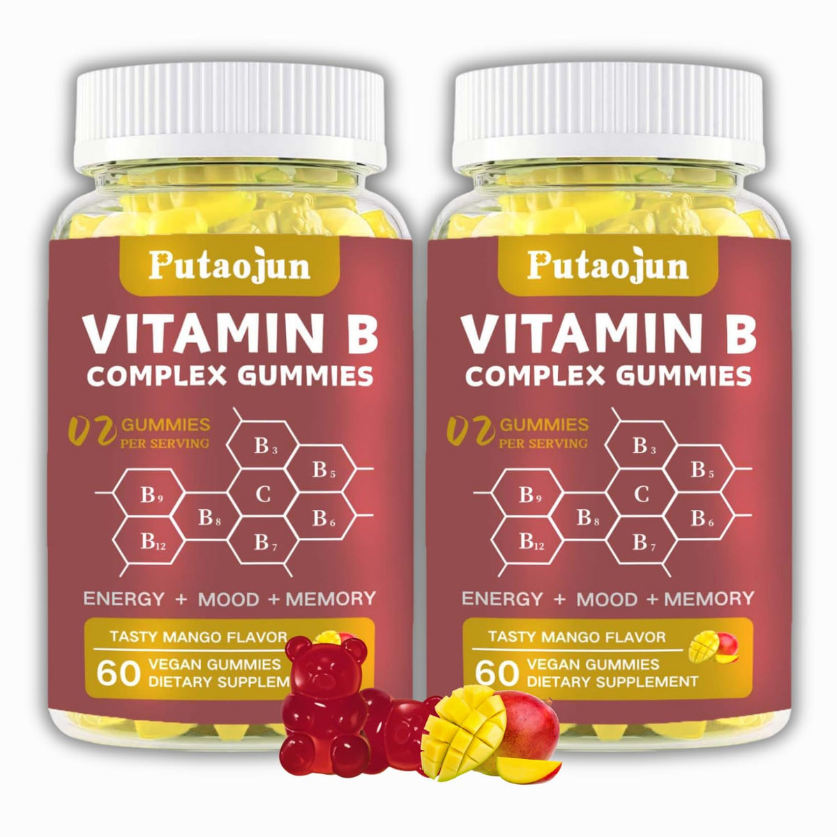 Putaojun Gummies Complexe Vitamines B 120 unités saveur mangue vue de face