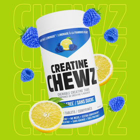 PVL Creatine Chewz avec des équipements de gym en arrière-plan
