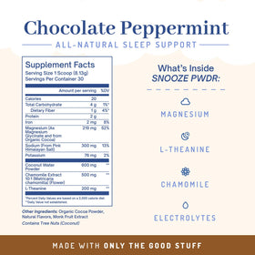 PWDRS Snooze Chocolat Chaud 231g avec des éléments naturels